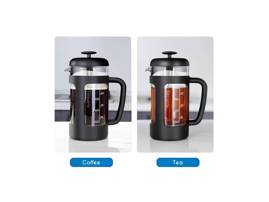 French Press 1000ml Cafetiere Coffee Tea Maker with Borosilicate Glass, Soft Grip Handle