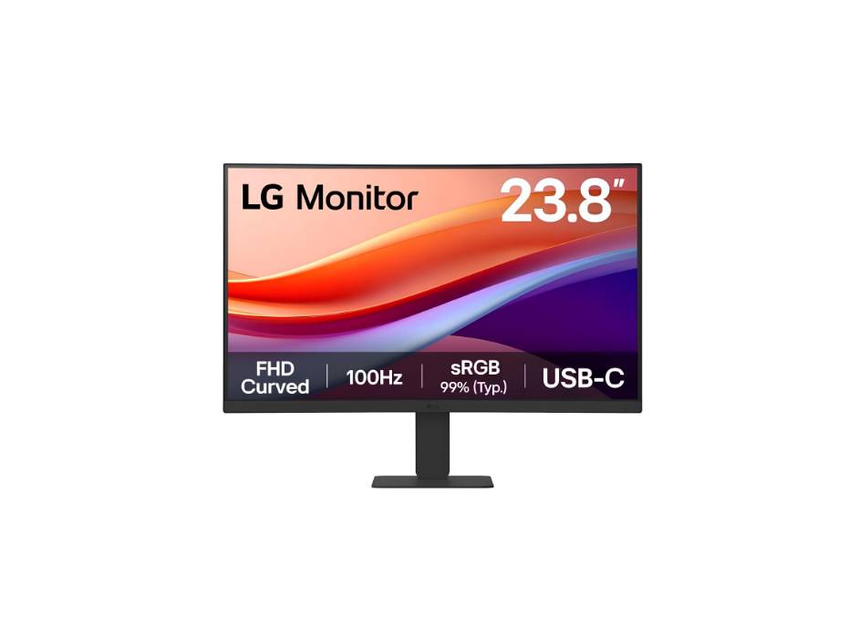 LG 24U421A‑B 24″ FHD (1920×1080) Curved VA Monitor, 100 Hz, 5 ms, HDR10, USB‑C (15 W PD) + HDMI, 3‑Side Borderless Design