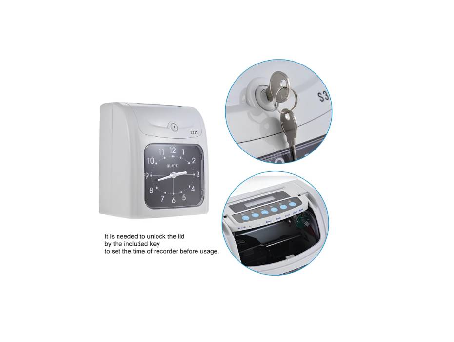 Electronic Employee Starter Time Clock Punch Pak, Recorder Attendance Time Card Machine for Office Factory Warehouse