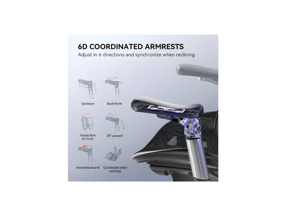 Doro C300 Pro Ergonomic Office Chair with Ultra Soft 6D Armrests, Dynamic Lumbar Support for Home Office Chair, Adjustable Backrest Desk Chair, Swivel Big and Tall Office Chair (Black)