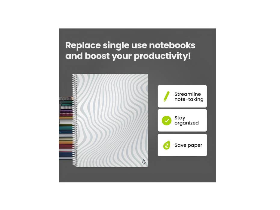 Rocketbook Smart Reusable Notebook - Lined Eco-Friendly Notebook with 1 Pilot Frixion Pen & 1 Microfiber Cloth Included - Flow State Cover, Letter Size (8.5" x 11")