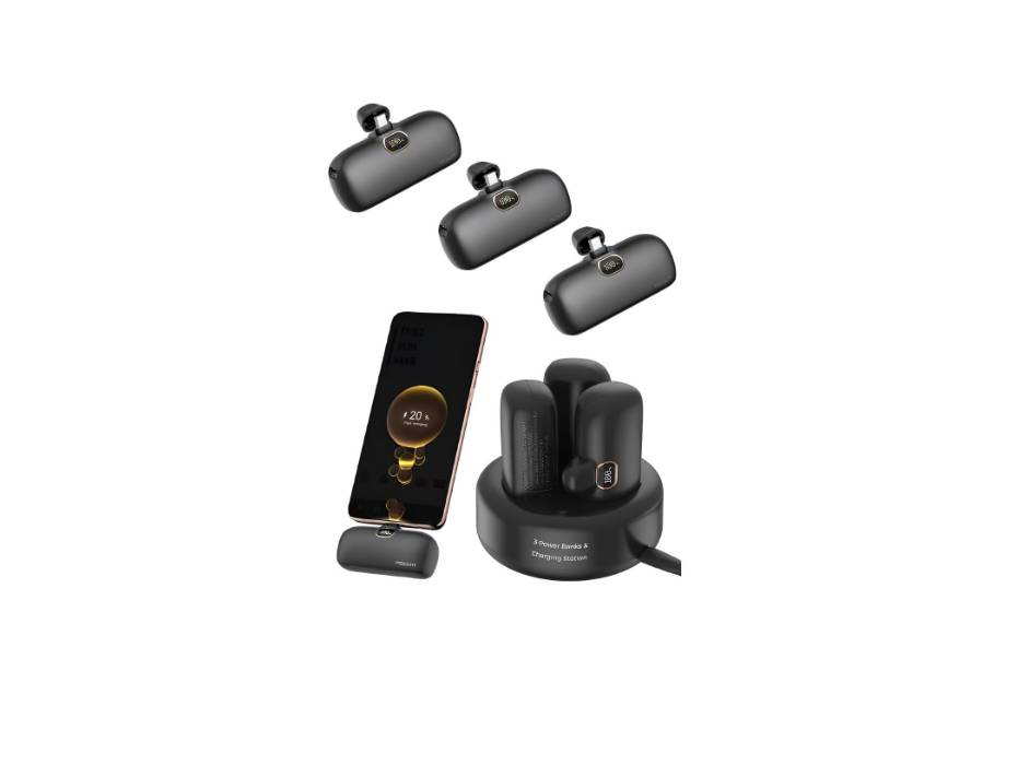 PEGANT Power Bank 5000mAh, 3 Compact Power banks with Charging Station, USB C Fast Charging, 20W PD3.0 18W QC3.0