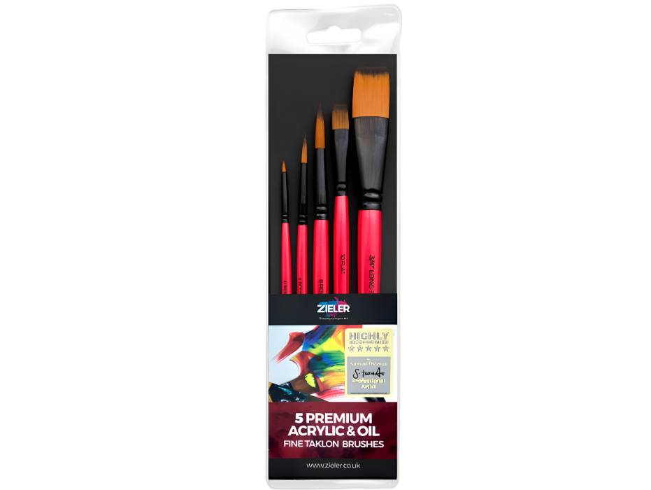 Zieler 9299268 Premium Brushes (pack of 5) - Acrylic & Oil