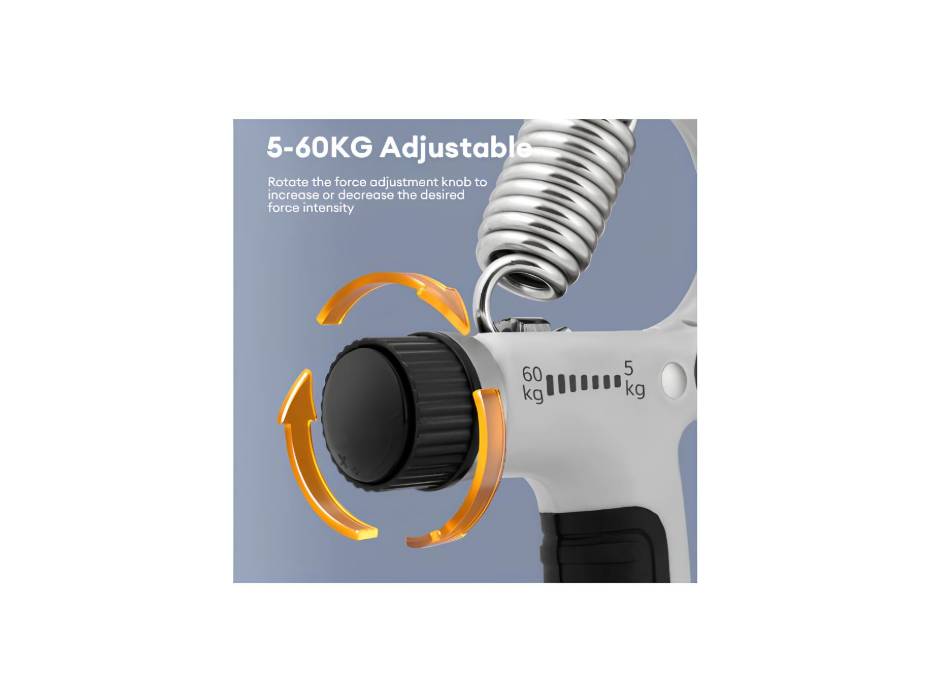 Agnite ER022-BK Counting Grip Strength Device – 5-60kg Adjustable Resistance, Hand & Forearm Strength Training with Counter (Black)