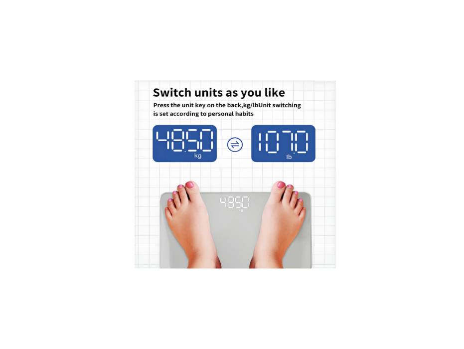Mini Travel Bathroom Scale with LCD Hidden Screen USB Charging Mirror