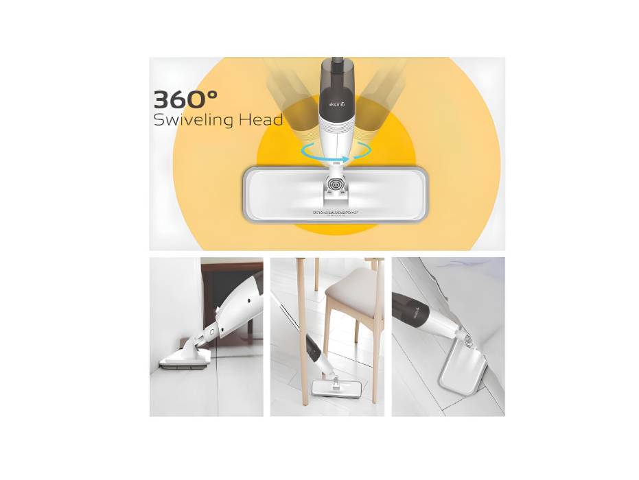 Portable Cleaning Mop with 350ml Water Tank Spray, 360° Rotation, and Microfiber Mop Refill Pads