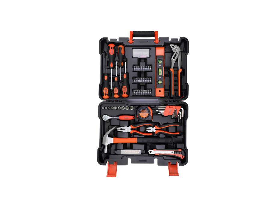 Black & Decker 154 Pieces Hand Tool Kit In Kitbox, Orange/Black