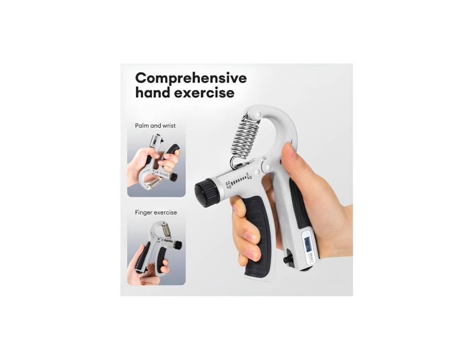 Agnite ER022-BK Counting Grip Strength Device – 5-60kg Adjustable Resistance, Hand & Forearm Strength Training with Counter (Black)