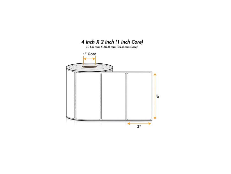 Direct Thermal Labels 101mm x 50mm, 25.4mm core, (750 labels/roll)