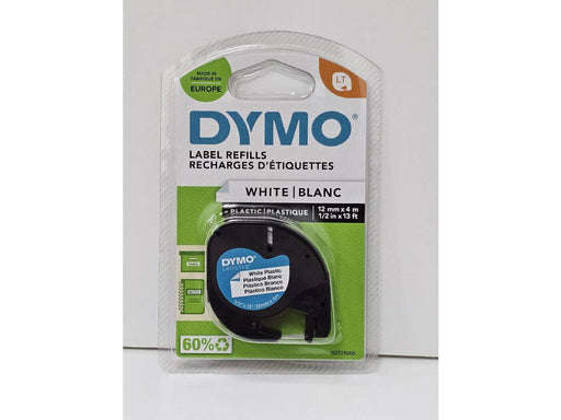 Dymo LetraTag Plastic Tape, 12mm X 4m, [White - 91201] - Altimus