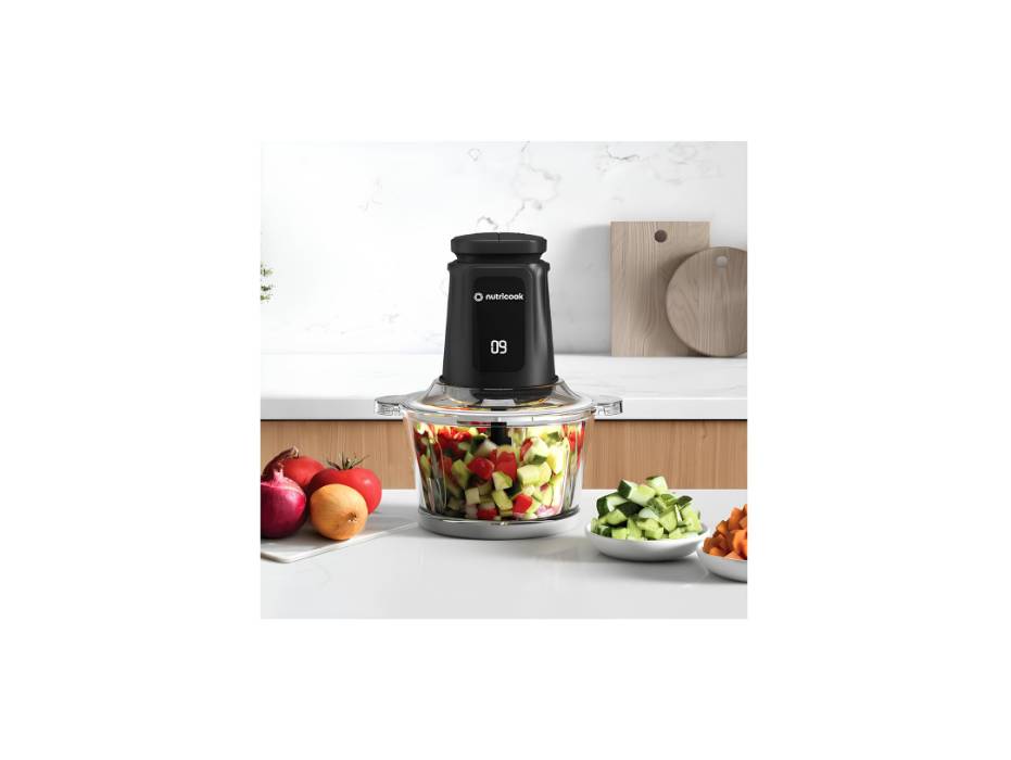 Nutricook Multi Purpose Glass Chopper & Mincer, 1.2L, Black