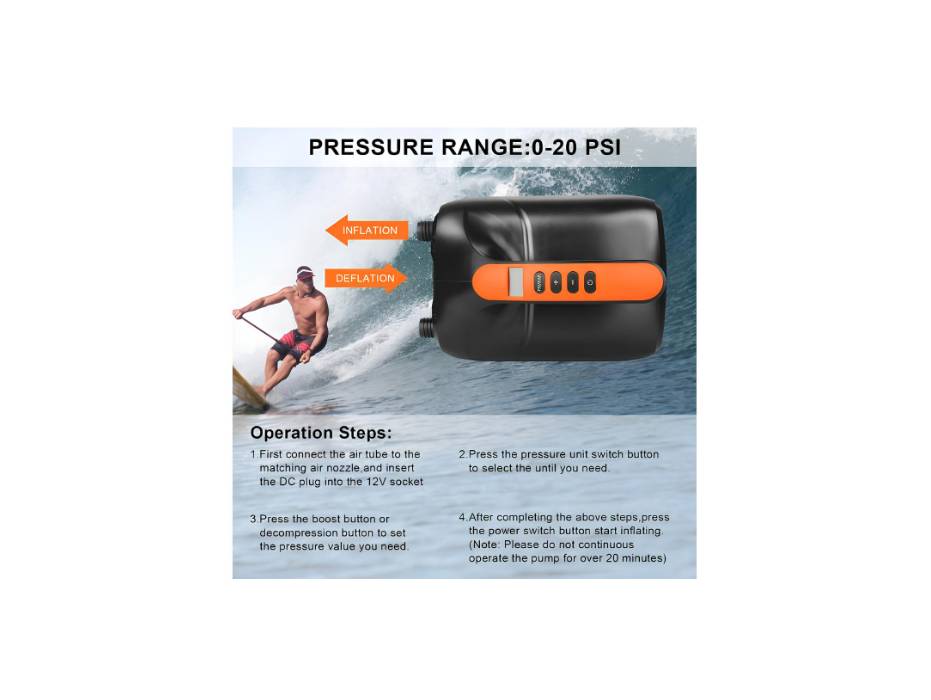 Electric Digital Air Pump Inflator, Intelligent Dual Stage and Auto-Off Function