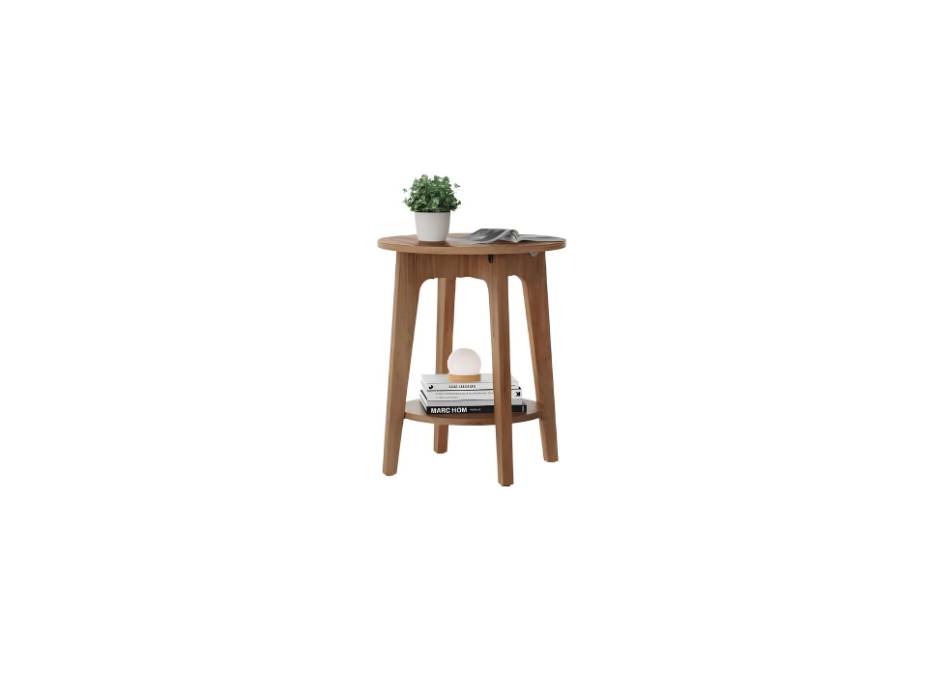 VASAGLE Round End Table with Lower Shelf, Nightstand for Small Spaces, 15.8 x15.8 x 19.7 Inches, Rustic Walnut