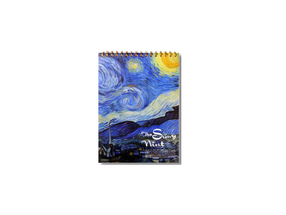 A4 Sketch Book, Top Spiral Bound Sketch Pad, 1 Pack 60-Sheets (68lb/100gsm) Acid Free Art Sketchbook (Starry Sky)
