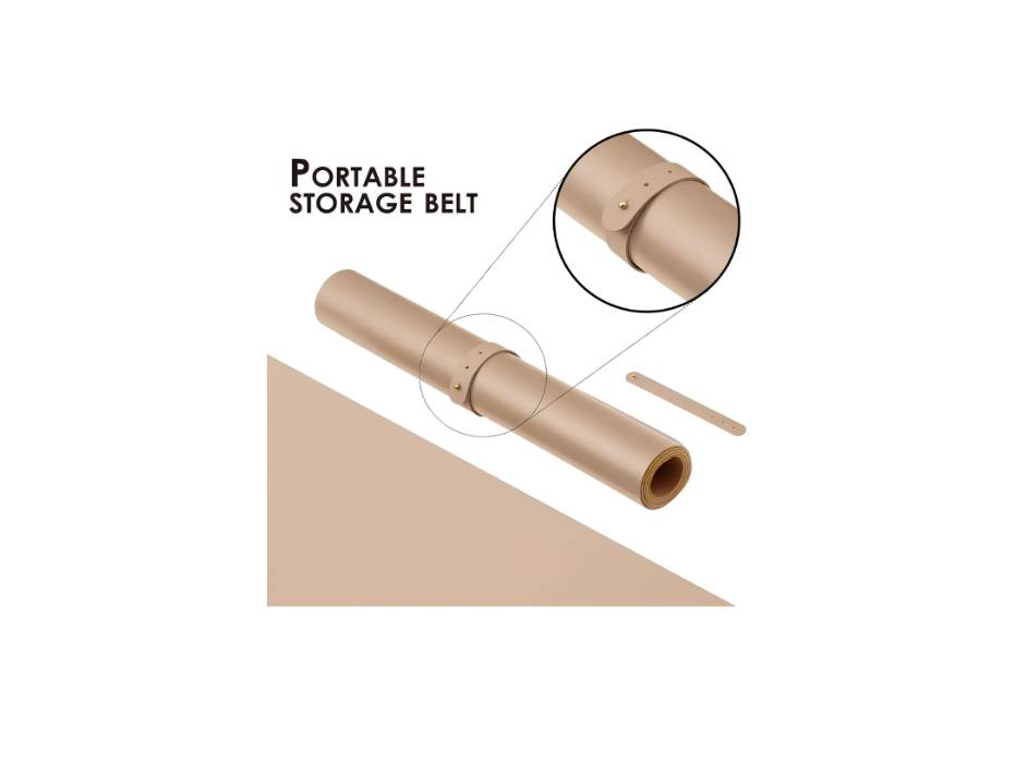 Large Desk Pad, Non-Slip PU Leather Desk Mouse Pad Waterproof Desk Pad Protector, 31.5'' x 15.75'' (Apricot & Cork)