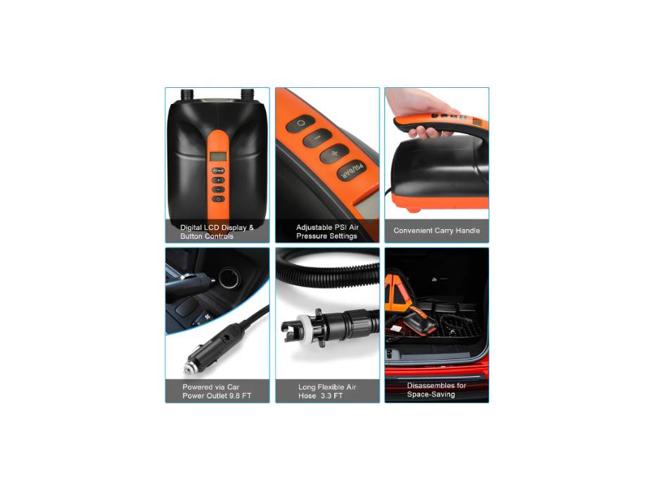 Electric Digital Air Pump Inflator, Intelligent Dual Stage and Auto-Off Function