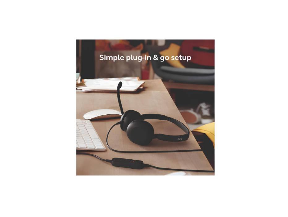 Jabra Evolve 10 Wired Headset with Noise-Cancelling Microphone for PC/Laptop Use – Easy USB-A Setup - TCO Certified