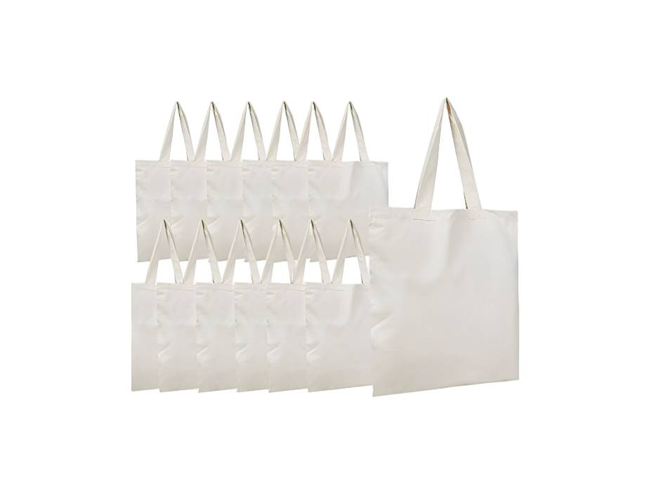 Natural Plain Cotton Canvas Tote Bags, One Size - Pack of 12