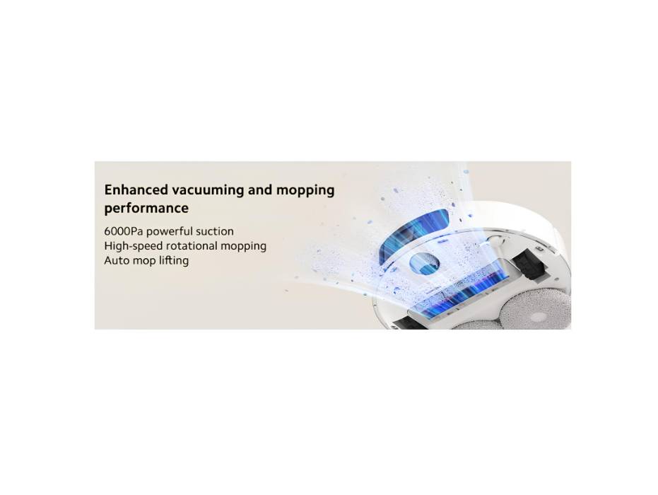 Xiaomi Robot Vacuum X20+ With All-In-One Smart Base Station 6000Pa Suction Power, White