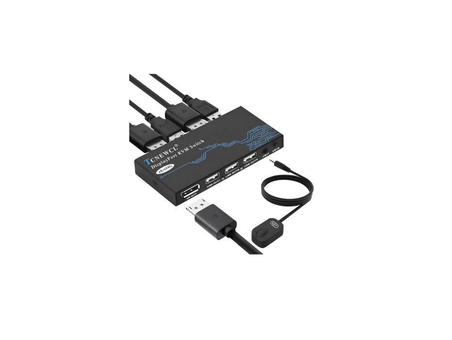 KVM Switch DisplayPort, 2 Port DP KVM Switch 4K 60Hz