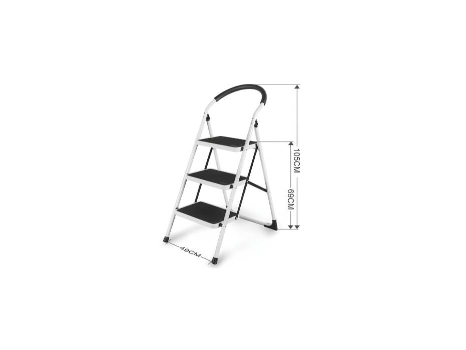 Portable 3 Step Collapsible Stool/Ladder, White