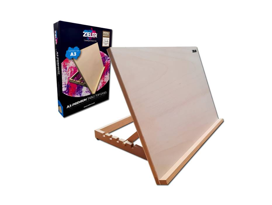 Zieler A3 Premium Adjustable Wooden Table Top Easel, Made from Beech wood