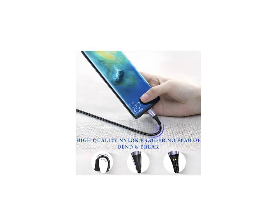 ZAUQ 100W PD 5A Fast Charge USB C to USB C Nylon Braided 2M Cable