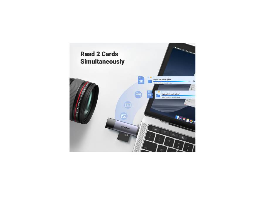 UGREEN SD Card Reader USB 3.0/USB C OTG Dual Slot Memory Card Adapter