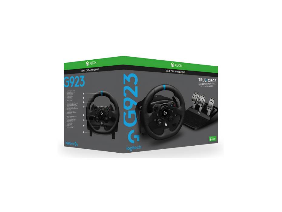 Logitech G923 Racing Wheel and Pedals, TRUEFORCE Feedback, Responsive Driving Design, Dual Clutch Launch Control for Xbox One, PC - Black - UAE Version