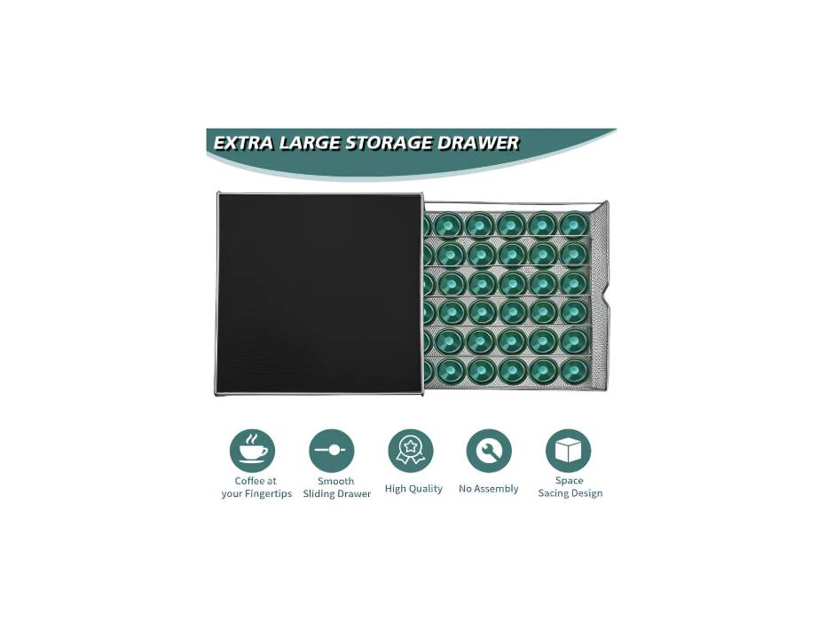 Coffee Pod Metal Drawer Fits up to 36 Pods