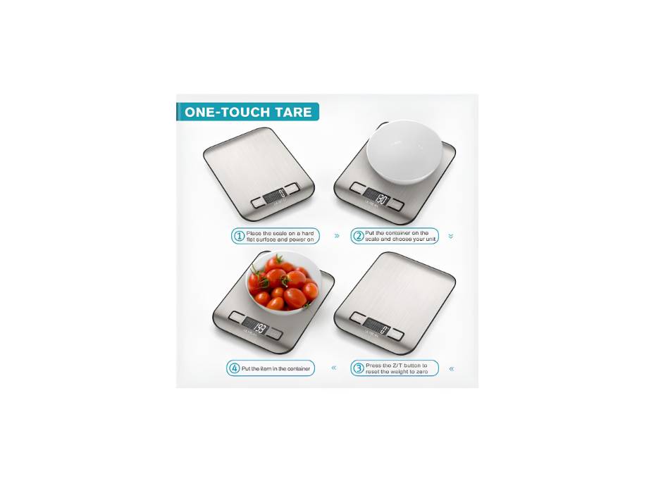 Ultrean Digital Food Scale, High Precision Kitchen Scale, Measures in Grams and Ounces for Cooking and Baking, 5 Units with Tare Function