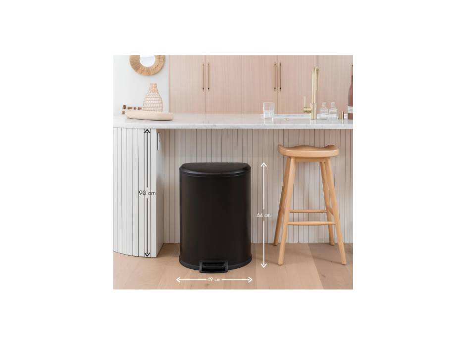 NINESTARS JCT-50-3BK, 50 L Stainless Steel Kitchen Trash Bin, Dustbin, Stain Resistant Garbage Bin, Highly Durable Pedal with Soft Close Lid for Home, Office, Kitchen