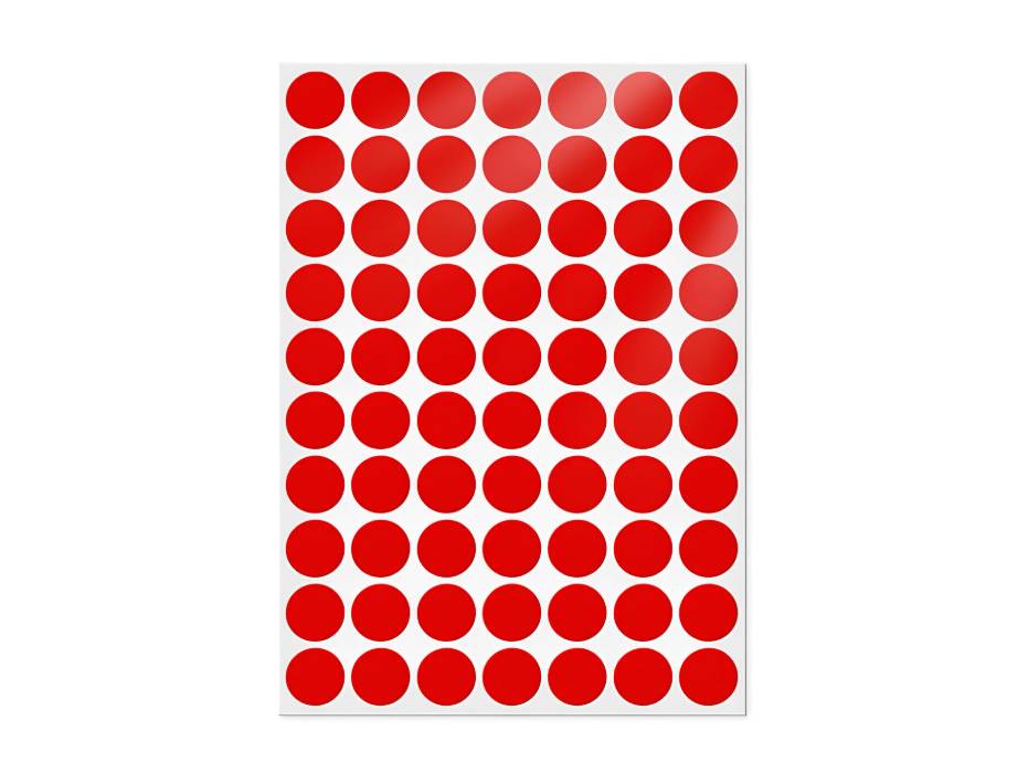 Round Labels, Dots, 19 mm, Red, 700/pack