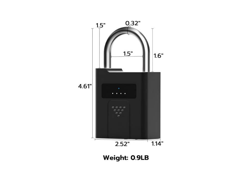 eLinkSmart Heavy Duty Fingerprint Padlock with Key Backup, Waterproof Bluetooth Biometric Keyless Electronic Smart Combination Lock