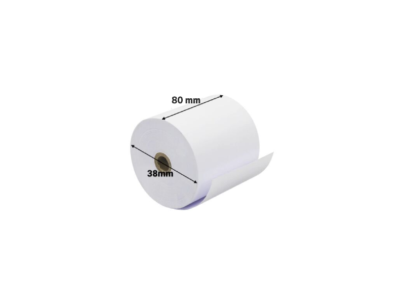 Thermal Paper Roll 80 x 38 mm, 1/2 inch core, 100 rolls/Box
