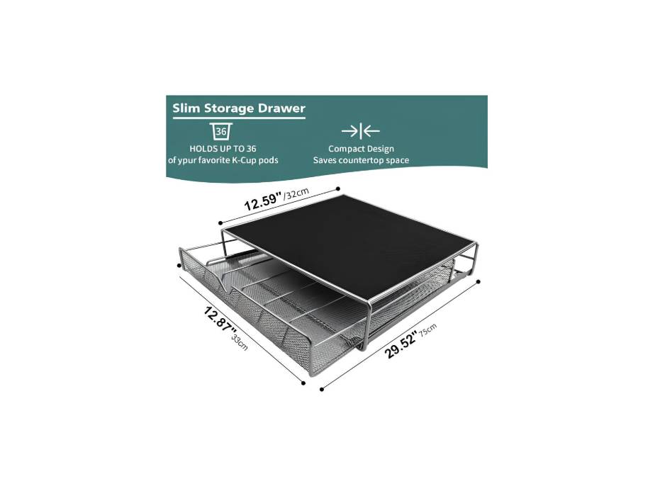 Coffee Pod Metal Drawer Fits up to 36 Pods