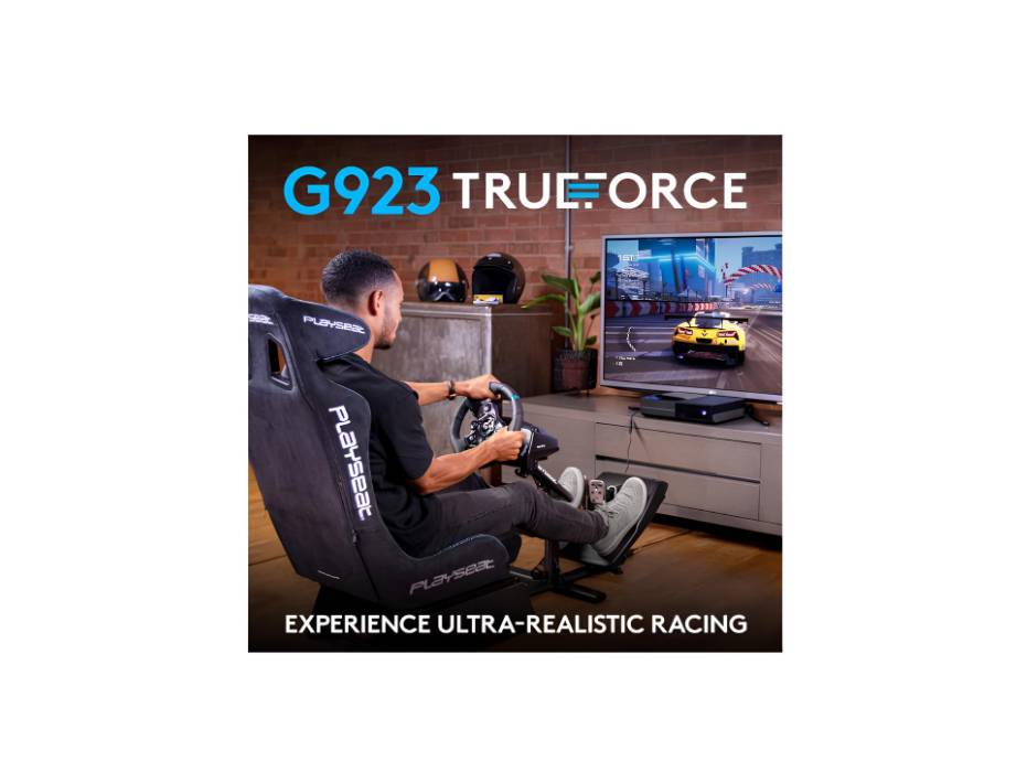 Logitech G923 Racing Wheel and Pedals, TRUEFORCE Feedback, Responsive Driving Design, Dual Clutch Launch Control for Xbox One, PC - Black - UAE Version