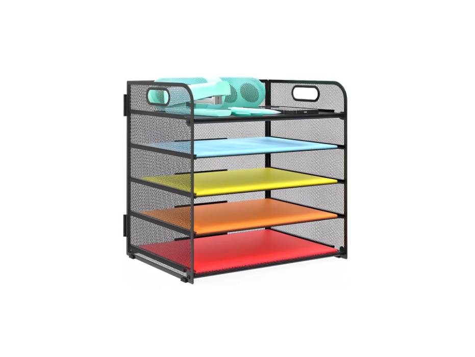 Metal Mesh 5 Tier Document Tray Black