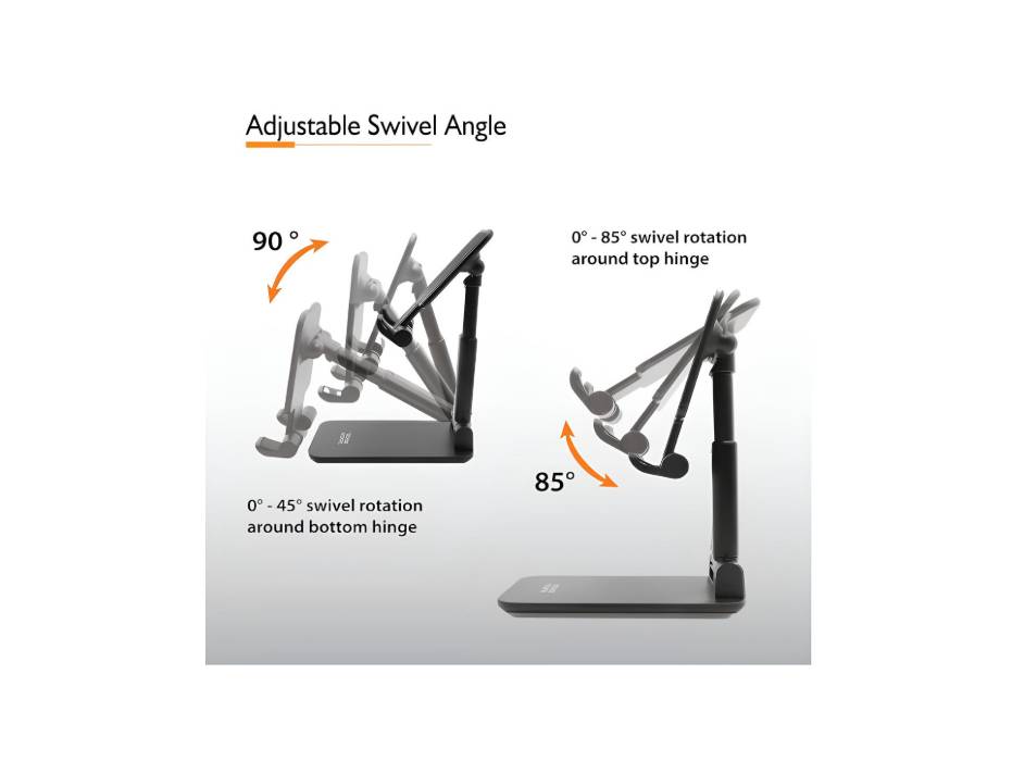 Technomounts Foldable Portable Mobile Phone Stand for Desk, for 3.5" - 7.9" Black