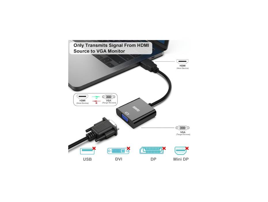 Benfei Gold-Plated HDMI to VGA Male to Female Adapter