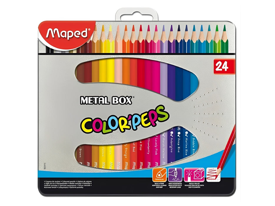 Maped Colored Pencils 24 Colors, Metal Box (MD-830216)