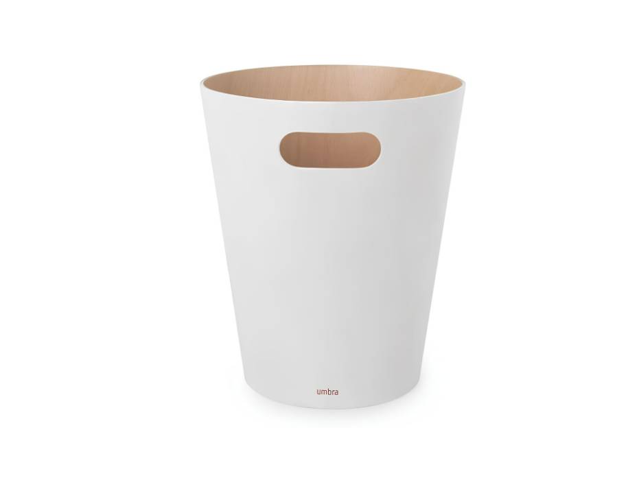 Umbra Woodrow, 2 Gallon Modern Wooden Trash Can Wastebasket for Home and Office, Blush
