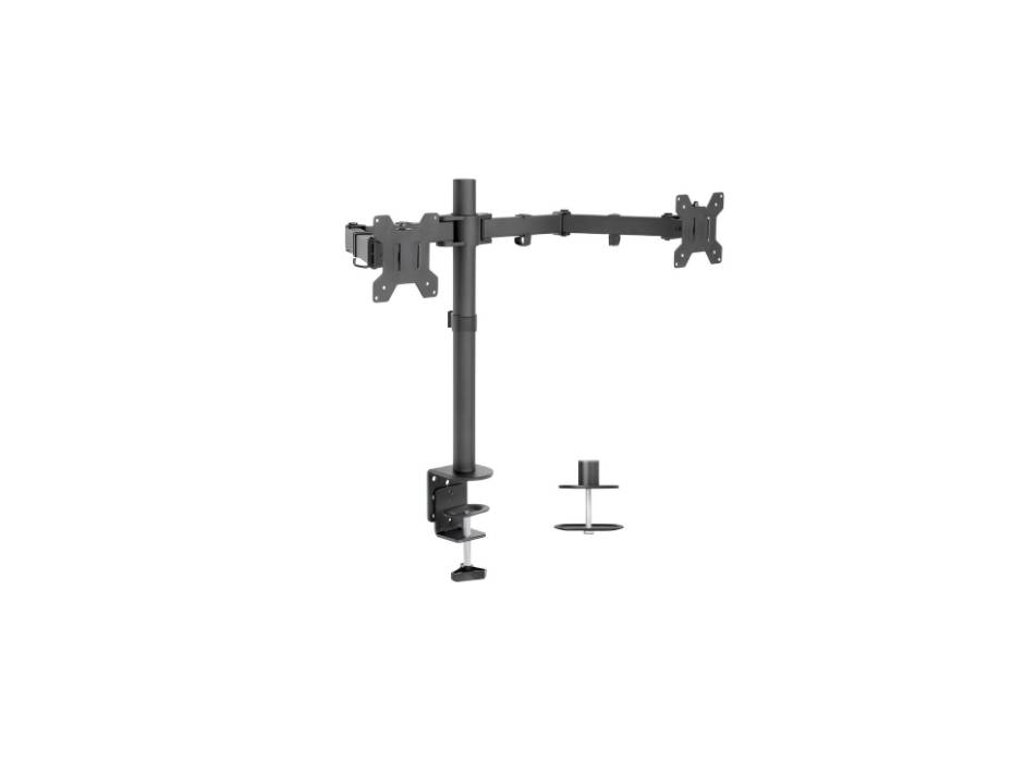 Vivo Heavy Duty Dual Monitor Desk Mount, Fully Adjustable Stand -V002, fits 2 LCD/LED Screens up to 30in. - Black