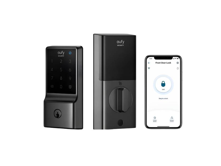 eufy Security Smart Lock C210, 5-in-1 Keyless Entry Door Lock, Built-in WiFi, No Bridge Required, Easy Installation, Touchscreen Keypad, App Remote Control