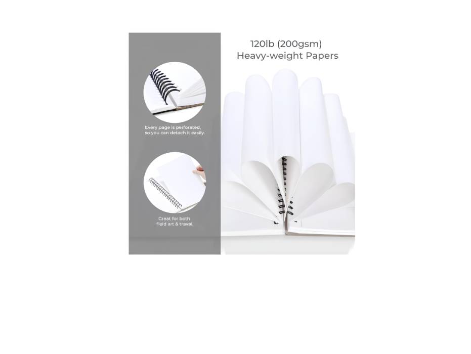 Ohuhu Marker Pads Art Sketchbook, 200Gsm, 60 Sheets, Spiral Bound , Specially For Alcohol Markers, 254 x 193mm