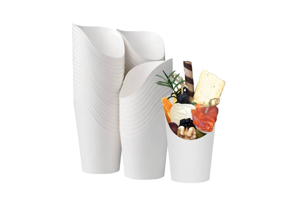 Party Treats Cones Snacks Kraft Paper Cups Holder, White, 14oz - Pack of 50
