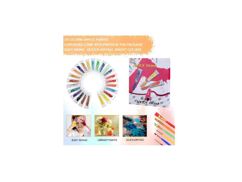 Premium Acrylic Paint 24 Colors, Set of 39