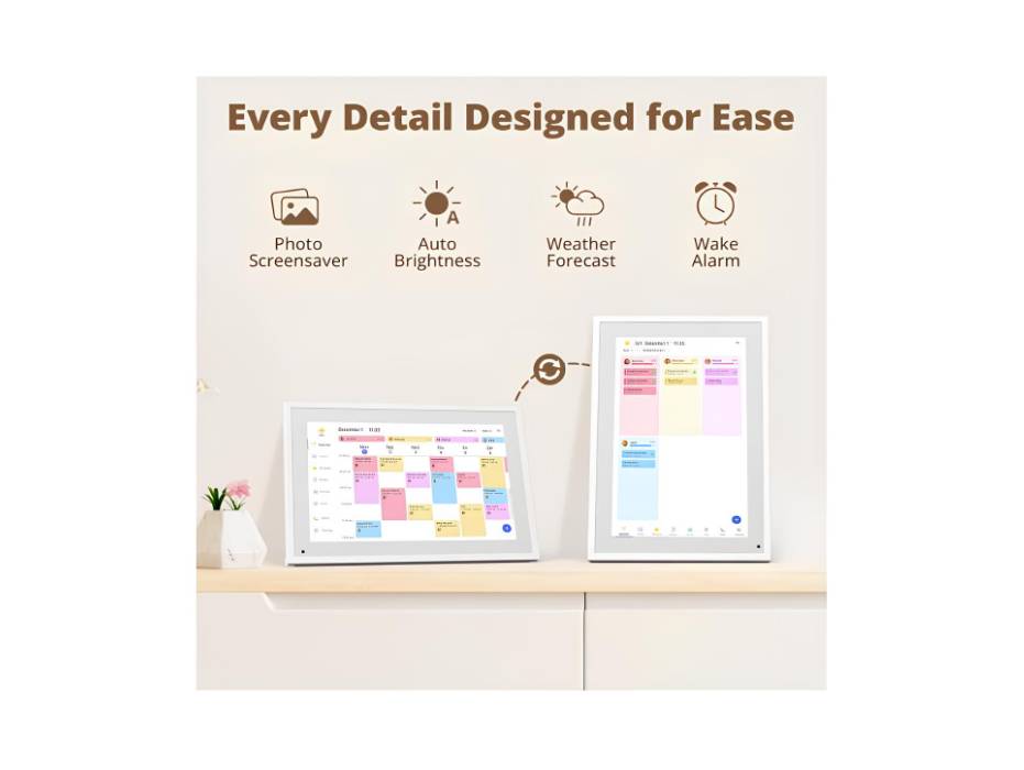 10.1" Digital Calendar Chore Chart – Interactive Touchscreen, Smart Family Planner, Hearth Display Desk Digital Calendar Seamless Scheduling