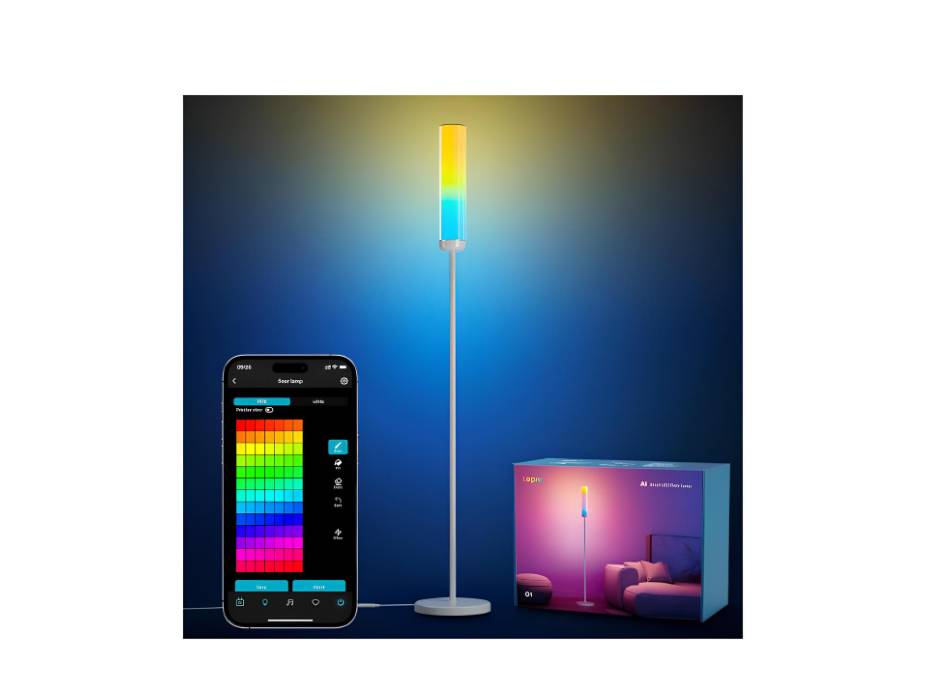 Lepro O1 AI Floor Lamp, 2300LM Smart LED Standing Lamp APP/WiFi Control, Alexa/Google Assistant Enabled, Modern Floor Lamp with Music Sync, DIY Mode