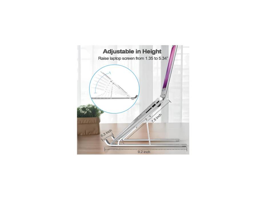 Portable Adjustable Laptop Stand, Aluminum Alloy, 10-16 inch